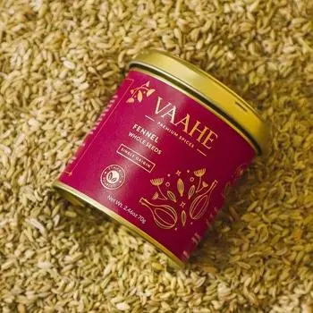 VAAHE Премиум Фенхель Целый (Саунф) | Единое происхождение (Раджастан) | Свежеупакованный | 100% чистый и натуральный | Премиальная жестяная коробка (70 г)