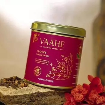 VAAHE Premium Гвоздика целая (Лаунг) | Единое происхождение (Керала) | Свежеупакованный | 100% чистый и натуральный | Премиальная жестяная коробка (50 г)