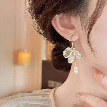 Vacation Style Pearl Multi-Layer Shell Long Fringe Earrings Women s Fancy Accessible Luxury Ear Studs Suitable for Summer Earrings Shell Pearl Tassel