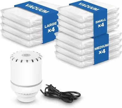 Vacbird Futon Compression 12 компрессионных мешков для одежды с электроприводом 80 x 60 см x 4 шт. 70 см x 50 см x 4 шт. 60 x 40 см x 4 размер для хранения компрессионных мешков