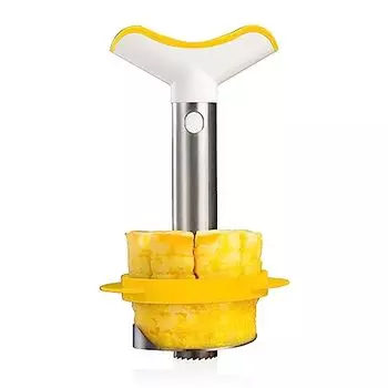 Vacu Vin Pineapple Slicer Stainless Steel - 3-in-1 Pineapple Corer, Cutter and Slicer - Peels, Cores and Slices Fresh Pineapple in 30 Seconds - Dishwa
