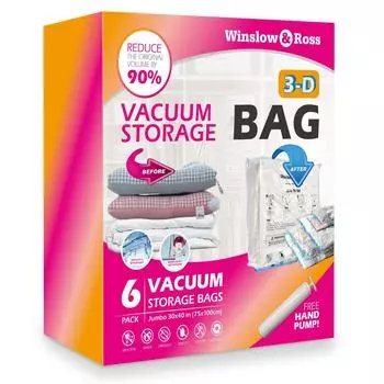Vacuum Compression Storage Bag with Hand Premium Space Saver Vacuum Storage Vacuum Seal Bag for Home Bedding Pillow Storage Travel Winslow&Ross Pump,