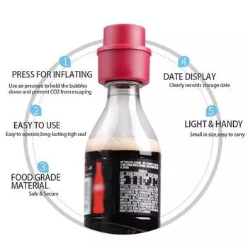Vacuum Drink Soda Saver Lids Bottle Top Inflatable Soft Sealer Fizzy Drink Carbonated Beverage Bottle Stopper Saver Safe красный черный