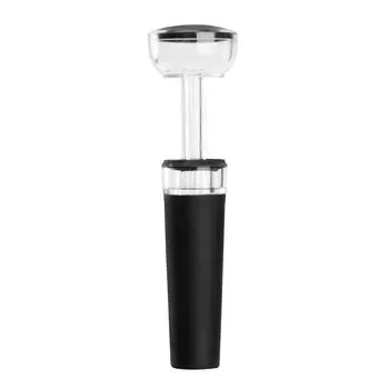 Vacuum Wine Stopper, Wine Bottle Stoppers with Built-in Vacuum Pump, Wine Bottle Sealer Silicone Caps, Air Remover Corks Wine Saver AVE black + transparent