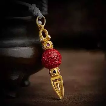 Ваджра в тибетском стиле, красная подвеска с головой, нисходящая магический пестик, шестисимвольная мантра, тибетское ожерелье, аксессуары, маленький кулон