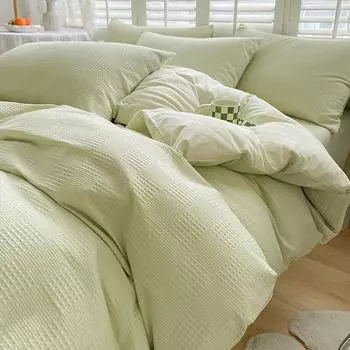 Вафельная кровать в стиле Ins, комплект из четырех предметов, пододеяльник из чистого хлопка, простыня из трех частей, комплект простыней 1.2m bed sheet 3pcs