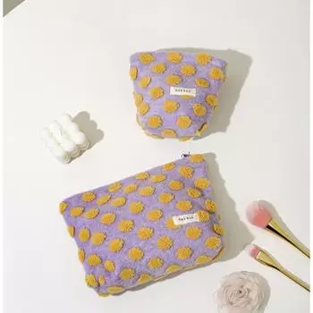 Вафельная плюшевая косметичка и несессер большой емкости для женщин Small