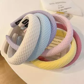 Вафельная повязка для волос, однотонная высокоэластичная мягкая губка, универсальная удобная стильная женская повязка на голову белый