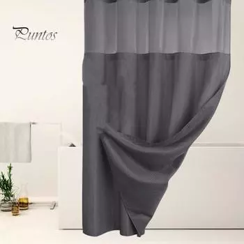 Вафельная занавеска для душа со съемной подкладкой и кнопками, водонепроницаемая двухслойная моющаяся занавеска для кухни, занавеска для окна в спальне кофейный