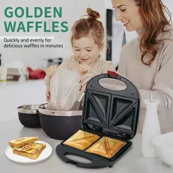 Вафельница с антипригарным покрытием, быстрый нагрев, вилка стандарта США, 110 В, вафельница на 2 ломтика, хлебопечка для сэндвичей для завтрака, машина для гриля, кухонные принадлежности A