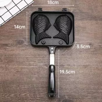 Вафельница с антипригарным покрытием, бытовая вафельница в форме рыбы, форма для выпечки из алюминиевого сплава, защита от ожогов чёрный
