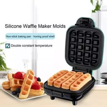 Вафельница со съемными пластинами с антипригарным покрытием, 4 отделения, устойчивая к высоким температурам вафельница в американском стиле, форма для выпечки и приготовления пищи EU красный