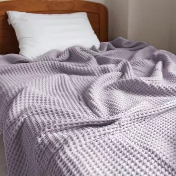 Вафельное одеяло, стильное односпальное одеяло, простыня, можно стирать все сезоны [полотенце Imabari] (фиолетовый) фиолетовый