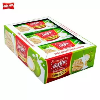Вафли Bissin Кокосовые 12 пакетиков 348 г х 1 шт / 3 шт - Thai Snack 348 g