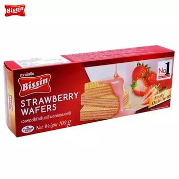Вафли Bissin Strawberry 100 гx 1 шт/3 шт/6 шт/12 шт - Thai Snack 100 g