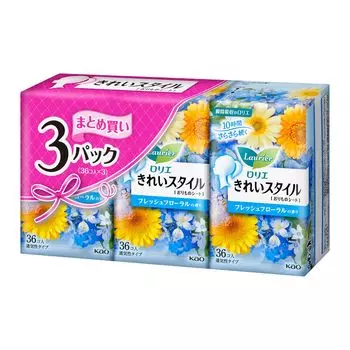 Вагинальные простыни Laurier Kirei Style Fresh Floral 36 шт. x 3 шт. в упаковке