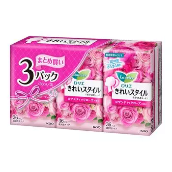 Вагинальные простыни Laurier Kirei Style Romantic Rose 36 шт. x 3 шт. в упаковке