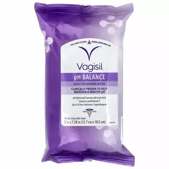 Vagisil, Daily Refreshing Tissues, pH Balanced, 20 Disposable Tissues
