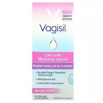 Vagisil, увлажняющая смазка длительного действия, 8 встроенных одноразовых аппликаторов, 0,2 унции (5,9 г) каждый