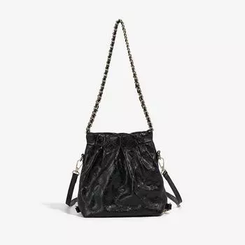 Vagrant Bag Женская весенне-летняя сумка Ring-grid Chain Backpack All Small Backpack Senior Sense Single Shoulder Crossbody Bag чёрный