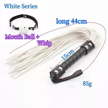VaHppy белая серия кнут + набор для рта игры для пар секс-игрушки SM БДСМ товары для взрослых 45 см 85 г