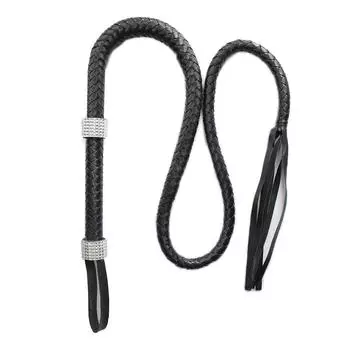 VaHppy Длинные секс-игрушки Queen 150 + 20 см, ручка, инкрустированная бриллиантами, 213 г, черная кисточка, хвост, искусственная плетение, SM, БДСМ, товары для взрослых