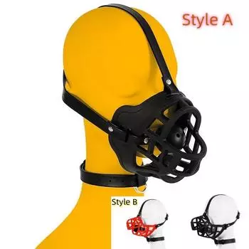 VaHppy Кляп + Маска Набор Маски для рта собаки Регулируемый размер PU Черный/Красный SM БДСМ Секс-игрушки Игры для пар Альтернативная стимуляция Бондаж