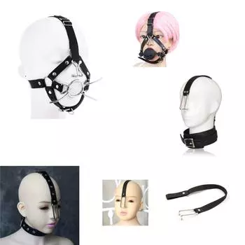 VaHppy SM БДСМ Секс-игрушки Парные игры Ролевые игры Кошка/Собака Раб ПУ + Нержавеющая сталь Крючок для носа Кляп Бондаж Оральный секс