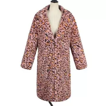 Вайла Пальто из меха Осень Зима Женская Мода Повседневное Пальто из искусственного меха с имитацией леопарда Плюшевое Длинное Пальто Зимняя Куртка S