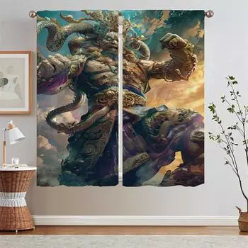 Vajrapani Blackout Tulle in Kitchen Curtains 2 Pieces Window Sheer Curtains for Living Room 2 Elegant Pieces Shade Curtain Curls W50xH70cmx2pcs-CL