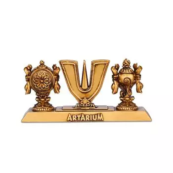 Вайшнавский Тилак Санкх Чакра Тилак Господа Вишну для Домашнего Храма и Офиса Материал - Смола и Мраморная Пыль (Вайшнавский Тилак 4 дюйма)