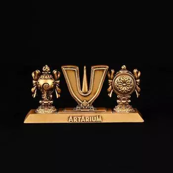 Вайшнавский Тилак Санкх Чакра Тилак Господа Вишну для Домашнего Храма и Офиса Материал - Смола и Мраморная Пыль (Вайшнавский Тилак 4 дюйма)