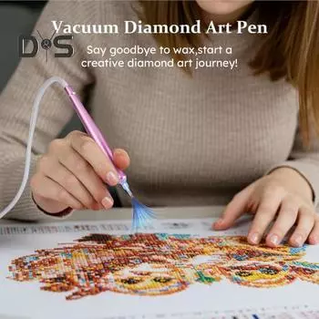 Вакуумная алмазная художественная ручка Электрическая алмазная художественная ручка с лотком для хранения Инструмент для размещения алмазов без воска для всех видов алмазов красный