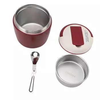 Вакуумная банка для еды из нержавеющей стали 304, термоконтейнер для ланча, контейнер для супа, сохраняющий тепло в течение 12 часов 1.2L красный