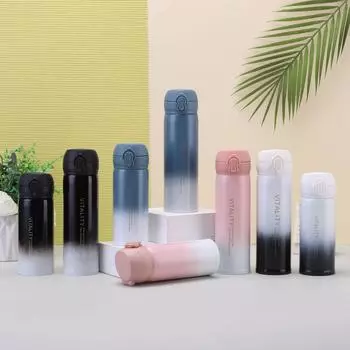 Вакуумная бутылка с маленьким ртом для питья без запаха портативная студенческая спортивная вакуумная кружка для школы 450ML белый