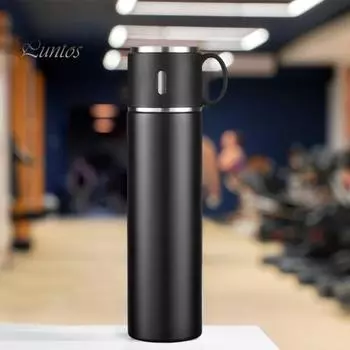 Вакуумная чашка 420/500 мл с герметичной крышкой Съемная насадка Бутылка для воды из нержавеющей стали Бутылка для воды с противоскользящим дном и изоляцией 550ML чёрный