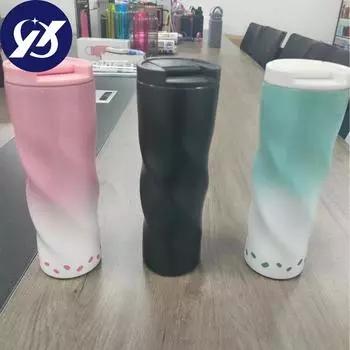 Вакуумная чашка из нержавеющей стали 304, автомобильная чашка с резьбой для улицы, креативная простая чашка для мороженого большой емкости 500ml розовый