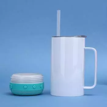 Вакуумная чашка из нержавеющей стали 304, сублимационная автомобильная музыкальная чашка с Bluetooth, автомобильная чашка для улицы, портативная чашка для мороженого 140ml белый