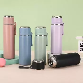 Вакуумная чашка из нержавеющей стали для разделения чая и воды, портативная, с высоким внешним видом, для студентов, с крышкой, прямая чашка 500ml