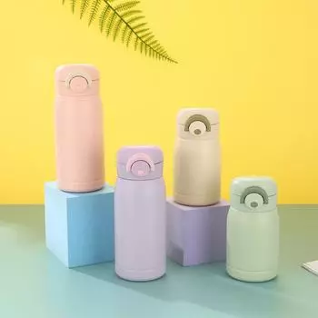 Вакуумная фляга с замком Pop-up Lock из нержавеющей стали 304 Кружка Симпатичная мини-термос-чашка для девочек 220ml бежевый