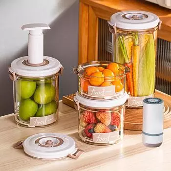 Вакуумная герметичная канистра, бытовой ящик для хранения свежих продуктов, холодильник, контейнеры для хранения продуктов, дренажные кухонные органайзеры, резервуар для фруктов Round