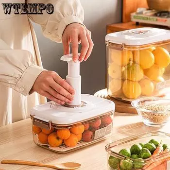 Вакуумная герметичная канистра, бытовой ящик для хранения свежих продуктов, холодильник, контейнеры для хранения продуктов, дренажные кухонные органайзеры, резервуар для фруктов 1.2L белый