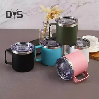 Вакуумная кружка из нержавеющей стали, 12 унций, термостойкая, герметичная, двухслойная, с крышкой, кружка для кофе, молока, воды, офисные принадлежности небесно-голубой