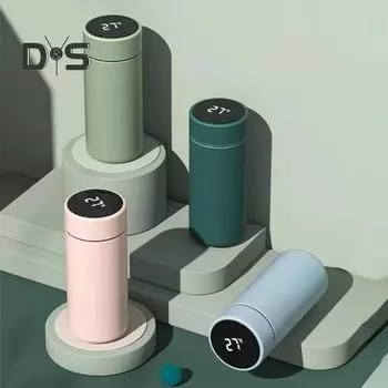 Вакуумная кружка из нержавеющей стали с сенсорным ЖК-экраном 350 мл, интеллектуальная термоизолированная кружка для горячего кофе, ситечко для чая, бутылка для воды для офиса 350ml зелёный