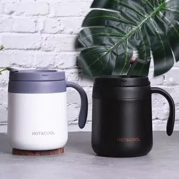 Вакуумная кружка Эргономичная ручка Герметичная Удобная Полезная Большая емкость Герметичная Современная Изолированная для использования на открытом воздухе белый