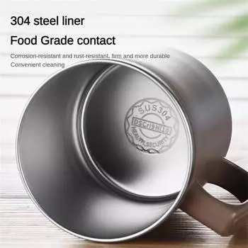 Вакуумная кружка с ручкой на крышке, кружка из нержавеющей стали с двойными стенками, ручкой, крышкой и трубочкой, портативная термокружка для путешествий 304 Liner коричневый