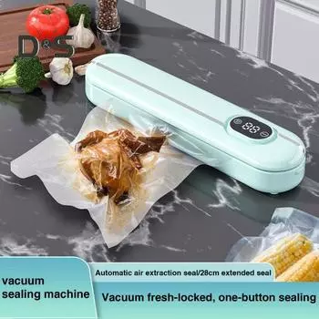 Вакуумная машина для запайки с цифровым дисплеем, функцией таймера, 2 режима запечатывания, вилка европейского стандарта, автоматический вакуумный упаковщик, кухонные принадлежности EU зелёный