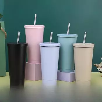 Вакуумная присоска из нержавеющей стали. Простая кофейная чашка большой емкости. Модная офисная кружка. 500-750ml