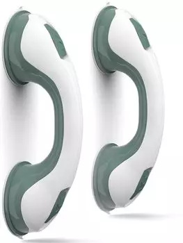 Вакуумная присоска с нескользящей безопасной ручкой, 2 шт., подходит для ванной комнаты, стены, туалета, плитки, стекла 2pcs зелёный