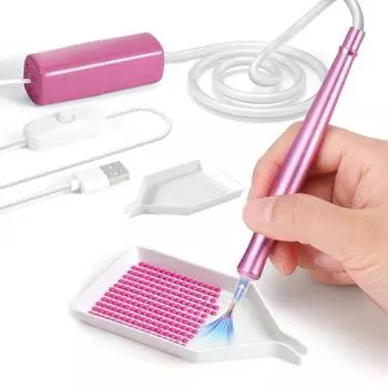 Вакуумная ручка Diamond Art Электрическая ручка Diamond Art Инструмент для размещения алмазов без воска для всех форм алмазов Размеры алмазного искусства розовый